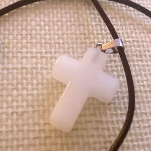 Elegant Cloudy White Cross Necklace